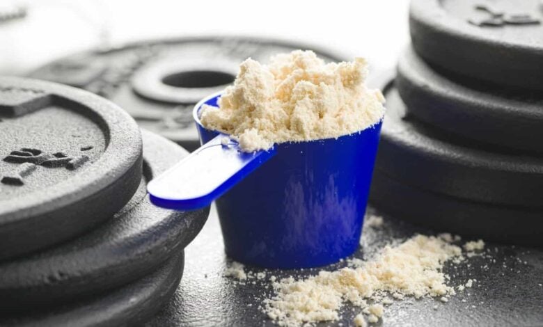 Whey protein powder.
