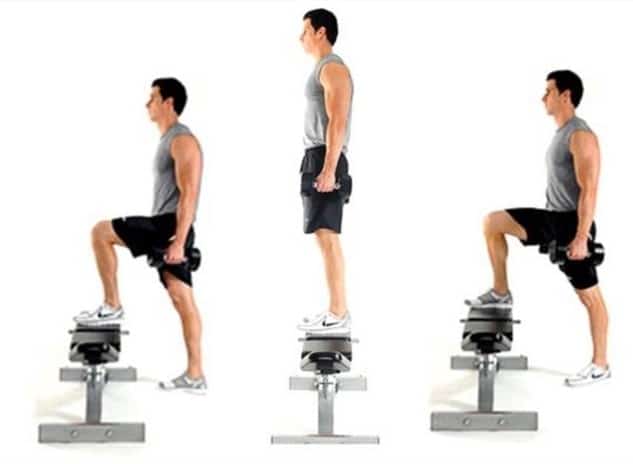 step up with dumbbells