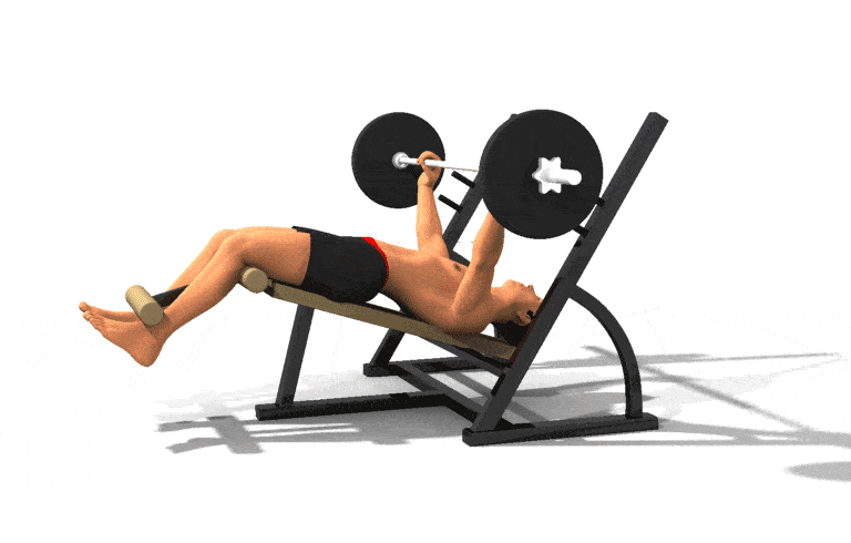 Supino declinado com barra Exercicios para o peito, Exercícios